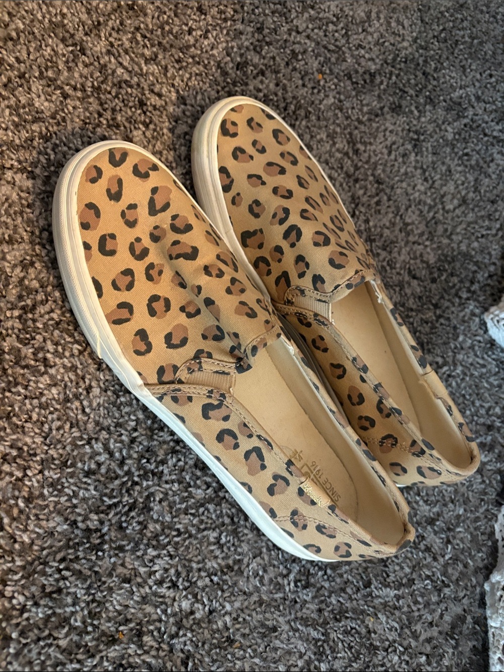 Keds Leopard Print Slip-On Sneakers - Tan & Black size 8